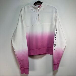 Peloton Half Zip Sweatshirt Women Size L Ombre Pink Cropped Athleisure Pullover